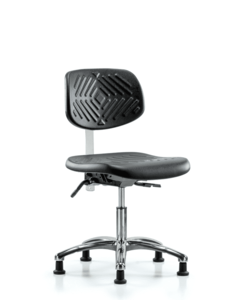 Class 10 Polyurethane Clean Room Chair - Desk Height with Stationary Glides in Black Polyurethane - CLR-PDHCH-CR-RG-BLK Choice