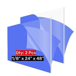 2 Pack 24x48 Plexiglass Sheets, 1/8 inch Thick Clear 24x48 Acrylic Plexiglass Sheets, 24x48 Acrylic Board Plexiglass Panel for Display Case, Signs, Crafts, Skylight, Light Project Sale Discount