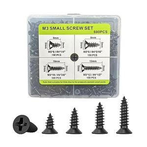 M3 Small Screw Kit, Short Wood Screws Assortment Kit, 600pcs Tiny Screws 6/8/10/12mm Phillips Flat Head Self Tapping Electronic Accessories Screw Multifunctional DIY Micro Woodworking Small Screws Set Pictures Cheap Online