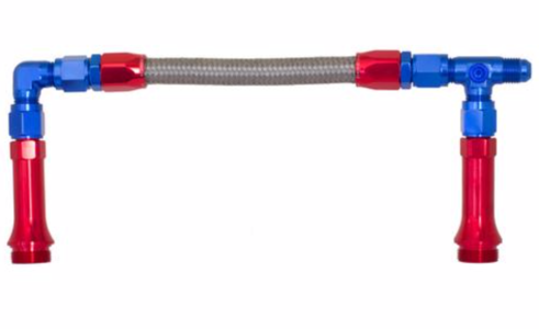 '-08X 7/8-20 Dual Inlet to fit Holley-4150 (center to center 9.3) - Red/Blue 2025 Unisex Cheap Pice