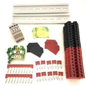 Dinkle - DIN Rail Block Kit #3 Red/Black Red/Black DIN Rail Terminal Block Kit 20 DK6N 8 AWG Gauge 50A 600V Ground DK6N-PE Jumper DSS6N-02P DSS6N-10P End Covers End Brackets Free Shipping Looking For