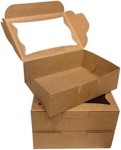 Bubbley Kraft Paper Bakery Boxes - 25-Pack Pastry Boxes with Window for Cookies, Chocolate Covered Strawberries, Macarons, and Muffins, Dessert Disposable Packaging, 8 x 6 x 2.5 Inches Buy Cheap 2025 New