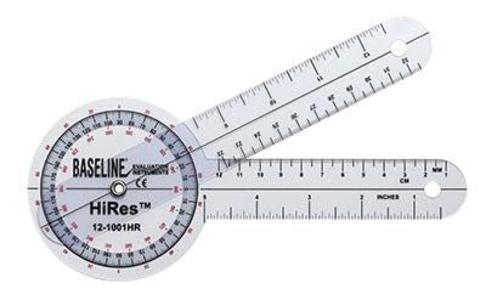 Baseline Plastic Goniometer - HiRes 360 Degree Head - 8 inch Arms Clearance Purchase