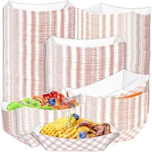 MotBach 180 Pack 1 Lb Checkered Paper Food Boat Trays Disposable Paper Plate Boats, Kraft Food Trays Colored Paper Food Serving Tray Boat Bowls for Snack Fries BBQ Popcorn Dessert Taco Nacho Cheap Sale 100% Authentic