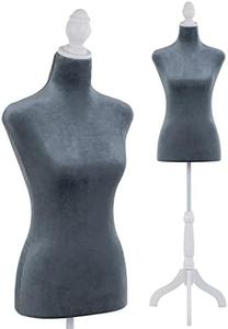 Mannequin Body Dress Form Torso Female Manikin 49.6-63.4 Inch Height Adjustable Wooden Tripod Stand High Density Foam Portable Display Mannequin (Grey, 49.6-63.4 Inches) Discount Eastbay