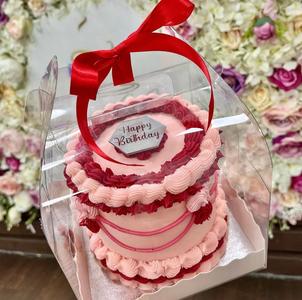 Clear Cake Box With Handle - 15x15x12/18cm - Fits 5 Inch Cake Cheap Low Cost