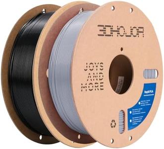 High Speed Printer Filament 1.75mm 1kg*2 Bundle Cardboard Spool Rapid PLA to 5X Faster Printing Filament PLA Dimensional Accuracy /- 0.02 mm Fits for Most FDM 3D Printer -Black Gray 2Pack Free Shipping Sast