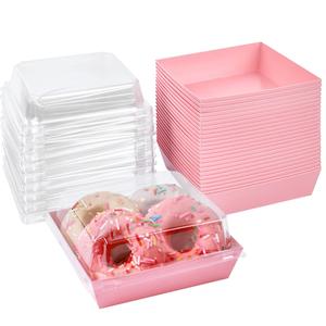 Ocmoiy Small Charcuterie Boxes with Clear Lids, To Go Paper Disposable Food Containers, 5 Inches Bakery Dessert Boxes for Sandwich, Cookie, Pastry, Cake Slice (Pink, 50ct) Cheap Sale Latest Collections