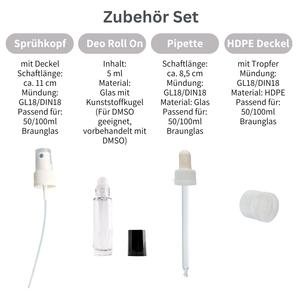 DMSO Zubehr Set - Pipette - Sprhkopf - Roll On - HDPE Deckel mit Tropfer Outlet New Styles