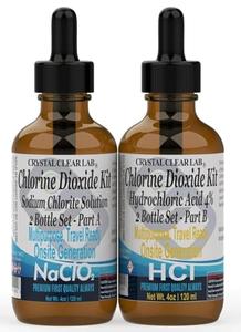 Crystal Clear Chlorine Dioxide Kit | Hydrochloric Acid 4-5% (HCl) : Sodium Solution (8oz) Liquid Set Buy Cheap 100% Original