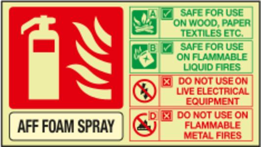 AFF Foam spray Extinguisher photoluminescent horizontal ID sign Geniue Stockist Cheap Online