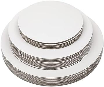 qiqee 36 Packs Cake Boards Round 6/8/10 Inch White Cake Circles Rounds Base Food-Grade Cardboard Cake Plate3 Size/12pcs Each,Thinner But Stronger Free Shipping View