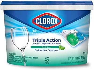 Clorox Triple Action Dishwasher Detergent Pacs, 43 Count Dishwashing Pacs, Fresh Scent Buy Cheap Clearance Store