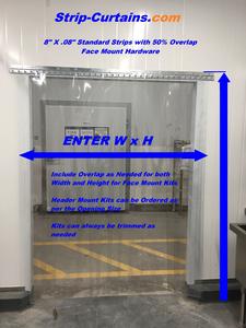 Cooler Strip Curtain Door Kit - 60" W X 84" H Polar Grade PVC - Clear Low Temp 8" x .08" (2mm) strips with a common 2" overlap ( 50% ) - Includes Hardware Outlet Supply