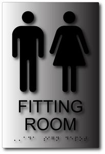 Unisex Fitting Room Sign - Male and Female Symbols - Brushed Aluminum Discount Latest