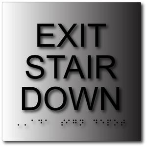 Exit Stair Down Sign in Brushed Aluminum Free Shipping Fashionable