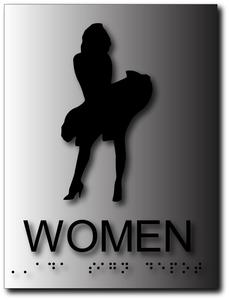 Marilyn Monroe Restroom Signs in Brushed Aluminum Cheap Sale Manchester