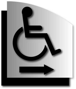 Wheelchair Symbol ADA Signs with Direction Arrow on Brushed Aluminum Outlet Excellent