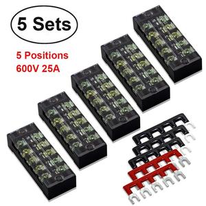 10pcs 5 Sets 5 Positions 600V 25A Dual Row Screw Terminal Free Shipping Sale Online