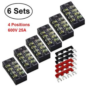 12pcs 6 Sets 4 Positions 600V 25A Dual Row Screw Terminal Safe Shopping Cheap Online