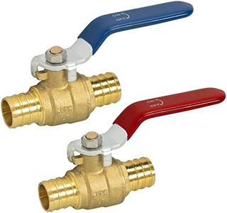 Hourleey 2 Pieces 3/4 Inch Pex Brass Full Port Shut Off Ball Valve Hot and Cold, Quarter Turn HOT (RED) COLD (BLUE) of Brass Water Stop Shut Off, 1 Piece Each For Nice Cheap Price