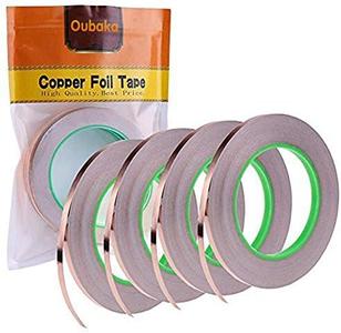 Oubaka 4 Pack Copper Foil Tape,Copper Tape Double-Sided Conductive with Adhesive for EMI Shielding,Paper Circuits, Electrical Repairs, Grounding(1/4inch) For Nice Cheap Price