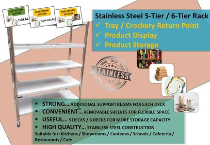 4-Tier / 5-Tier / 6-Tier Stainless Steel Rack / Shelf For Canteen / Cafeteria / Office / Storage / Tray Return Station Many Kinds Of Cheap Online