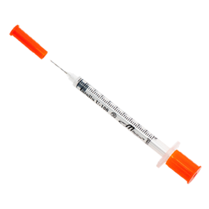 Mdevices Insulin Syringe with Standard Fixed Needle / Retractable Safety Needle - Sterile - sizes: 1ml or 0.5ml - Box of 100 Big Discount For Sale