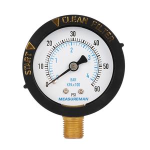 MEASUREMAN 2" Start and Clean Filter Pressure Gauge, Swimming Pool Filter Pressure Gauge, Spa, Aquarium, Water Pressure Gauge, 1/4" NPT Lower Mount 0-60Psi/bar Cheap Pice Low Shipping Fee