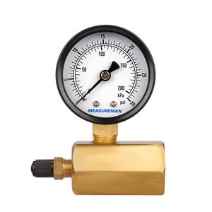 Measureman 2" Brass Gas Pressure Test Gauge Assembly, 3/4" FNPT Connection, 0-30 psi/kpa, -3-2-3% Accuracy Cheap Factory Outlet