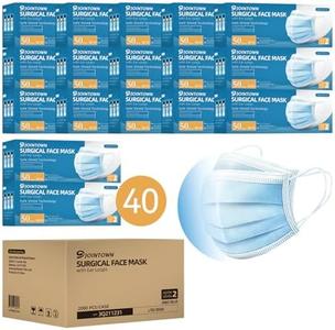 Jointown Disposable Face Masks, ASTM Level 2 Surgical Mask with 3 Ply Protection & Elastic Earloop, 2000 Pack Blue Explore