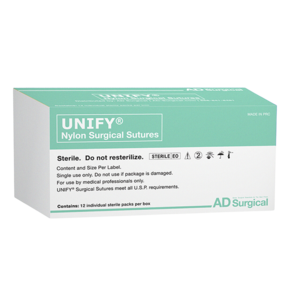 UNIFY Nylon Suture - 4/0 - 19mm 3/8 Circle R/C Needle - 18" Black Thread - 12/Box Discount Great Deals
