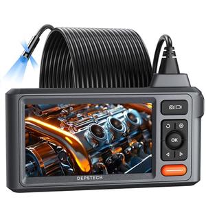 DEPTECH 50ft Sewer Camera, 1080P HD Triple Lens Borescope, 5" IPS Screen Endoscope Camera with Light, IP67 Waterproof Drain Pipe Camera, Plumbing Snake Inspection Camera with 32G Card, Carry Case Outlet Collections