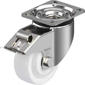 100mm Nylon Castor - Swivel Plate & Brake - 350kg - HD Stainless Steel Clearance Get Authentic