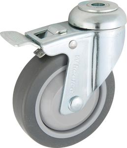 100mm Rubber Castor - Swivel Bolt Hole & Brake - 60kg Capacity Cheap Sale View