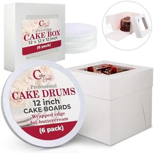 Cakebon Cake Boxes with Boards - 12 Inch Round Cake Drum White (6-pack) - Box With Window for Birthdays, Weddings and Parties Buy Cheap Latest