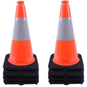 (8 Cones) BESEA 18" inch Traffic Cones Traffic Safety Cones Black Base Construction Road Parking Cone with 6" Highly Reflective Collar(8 Pack) Cheap Sale Purchase