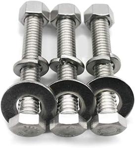 (6 Sets) 3/8-16x2-1/2 Stainless Steel Hex Head Screws Bolts, Nuts, Flat & Lock Washers, 18-8 (304) S/S, Fully Threaded by Bolt Fullerkreg Clearance Supply