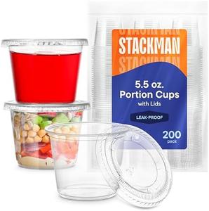 (200 Sets - 5.5 oz.) Plastic Cups, Clear Portion Snack, Yogurt, Parfait Cups, Pudding Cups, Souffle Cups, Dessert Cups, Disposable Containers with Lids 5.5oz. Really For Sale