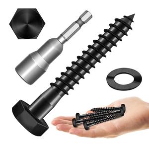 (20Sets) 1/4" x 2" Hex Head Lag Bolts, Heavy Duty Lag Screws with Washers, 304 Stainless Steel Bolts 18-8, Lag Screws Wood Screws, Partial Thread Black Oxide, 1/4 Bolt by Mywish Outlet New Styles