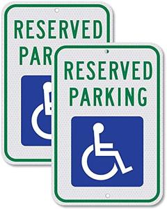 Handicap Parking Sign-18 x 12 inch Aluminum Sign, with ADA Accessibility Symbol, Reserved Parking Sign, Engineer Grade Reflective Material, UV Protected and Weatherproof (Reflective-Blue 2pcs) For Sale Online