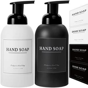 rejomiik 2 Pack Foaming Soap Dispenser Thick Glass Foam Hand Soap Dispenser for Bathroom or Kitchen Sink, 13 oz Pump Bottles for Hand soap, Body Wash, Matte Black and White Get Authentic Cheap Pice