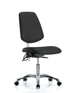 Class 100 Vinyl Clean Room/ESD Chair - Desk Height with Medium Back, Seat Tilt, & ESD Casters in Black ESD Vinyl - NECR-VDHCH-MB-CR-T1-A0-EC-ESDBLK Buy Cheap 2025 Newest