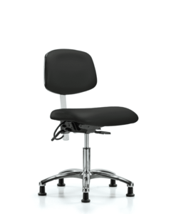 Class 100 Vinyl Clean Room/ESD Chair - Desk Height with ESD Stationary Glides in Black ESD Vinyl - NECR-DHCH-CR-T0-A0-EG-ESDBLK Outlet For You