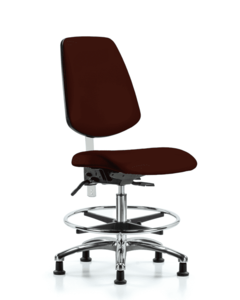 Class 100 Vinyl Clean Room Chair - Medium Bench Height with Medium Back, Seat Tilt, Chrome Foot Ring, & Stationary Glides in Burgundy Trailblazer Vinyl - NCR-VMBCH-MB-CR-T1-A0-CF-RG-8569 Cheap Sale Footlocker Pictures