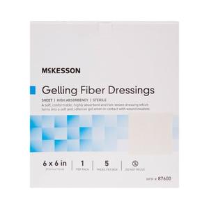 Absorbent Gelling Fiber Dressing McKesson 6 X 6 Inch Square Clearance Outlet