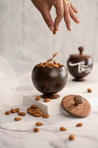 Thenga Brown Coconut Shell Container with lid - 600 ML Capacity | 100% Natural and Eco-Friendly Affordable Online