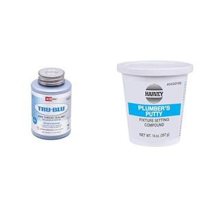 Rectorseal 31631 1/4 Pint Brush Top Tru-Blu Pipe Thread Sealant, Blue & Harvey's WM Harvey 043010 Stainless Plumbers Putty, 14 oz Free Shipping Inexpensive