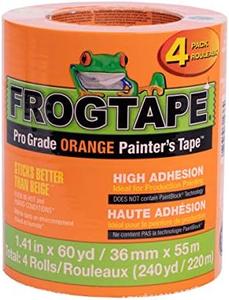 FrogTape Pro Grade Orange Painters Tape for Interior and Exterior Applications, 1.41" x 60 yard Roll, 4-Pack 2025 Newest Sale Online