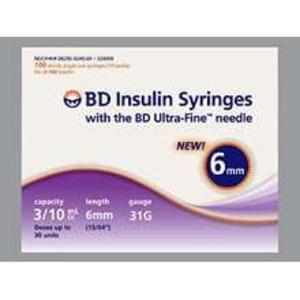 BD Insulin Syringe 6MM 31G x 0.5 Ml 100 Ct Buy Cheap Manchester Great Sale